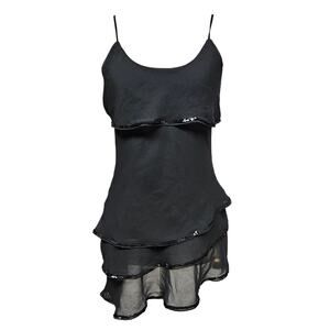 Y2k Whimsigoth Cami Top Flowy Sequin Black Fairycore M.K.M. Designs - Small